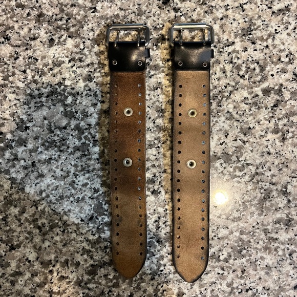 Black leather cuff watch band - Picture 2 of 2